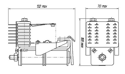 Габаритные и установочные размеры Реле НМ4 Габаритные и установочные размеры Реле НМ4